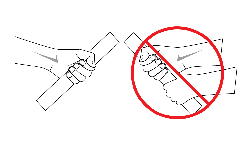 Illustrations showing one handed and two handed use of grab bars