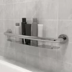 soap bottles in the shampoo shelf
